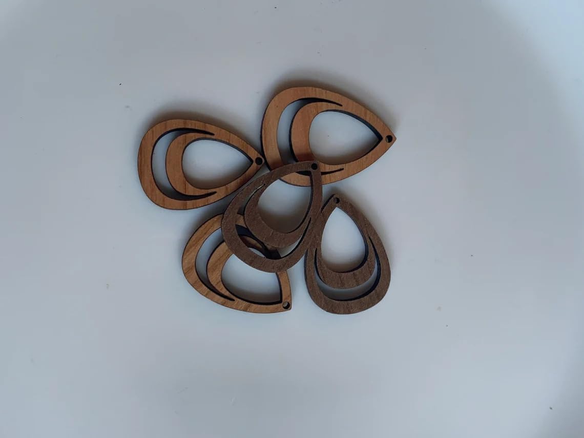 Pack of 30 Wooden MDF Earring Blanks | Double Teardrop Macrame Earring Frame | Unfinished Wooden Jewelry Findings for Resin, DIY Earrings & Crafts (2 Inch)